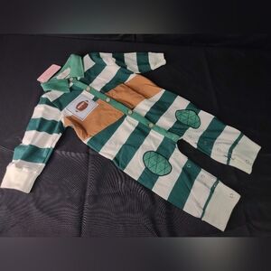 Marie Nicole Football Stripe Long sleeve Polo Romper 12/18m
